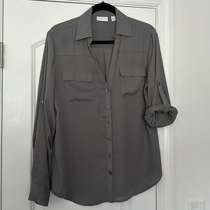 New York & Company Grey Portfolio Blouse